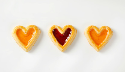 Heart shaped jam cookies