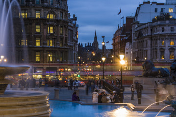 Fototapeta na wymiar Trafalgar Square in the blue hour, London