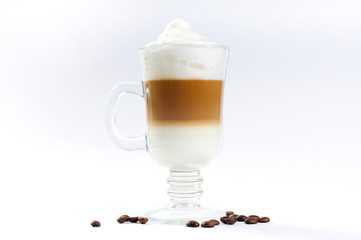 cup of coffee with cream and liqueur poured layers.