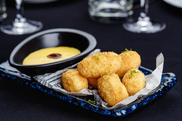 Fried mozzarella cheese sticks