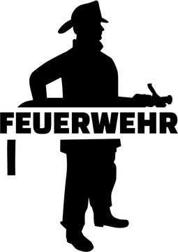 Firefighter silhouette with german job title