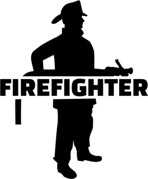Firefighter with silhouette