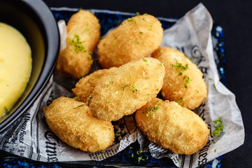 Fried mozzarella cheese sticks