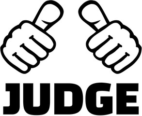 Judge with thumbs