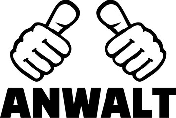 Lawyer german word with thumbs