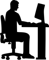 Programmer sitting on a computer silhouette