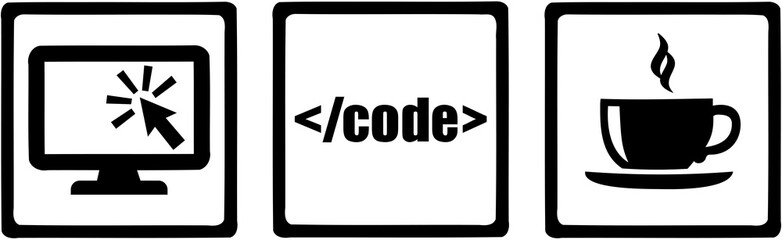 Programmer icons - monitor code coffee