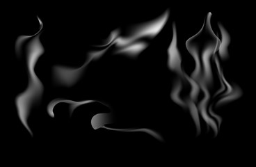 Set of smoke, steam on a dark background