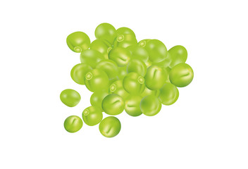 Handful of sweet peas on white background 
