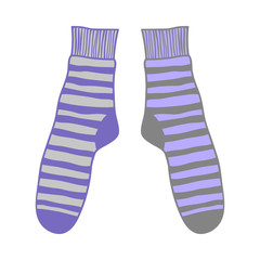 Doodle pair colored socks. Illustration for design.
