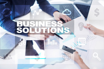 Business solutions on the virtual screen. Business concept.
