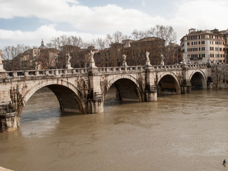 Obraz premium Rom, Tiberbrücke zur Engelsburg