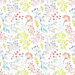 Fototapeta na wymiar Watercolor vector abstract floral pattern