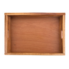 Square wooden tray on a white background