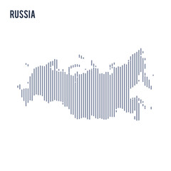 Vector abstract hatched map of Russian Federation with vertical lines isolated on a white background.