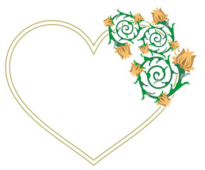 Decorative label with abstract flowers. Vector clip art.