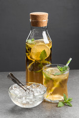Ice tea with lemon and mint