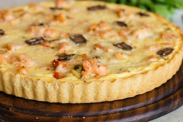 Homemade quiche with salmon
