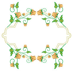 Decorative label with abstract flowers. Vector clip art.