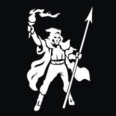 warrior with spear and torch