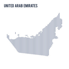 Vector abstract hatched map of United Arab Emirates with vertical lines isolated on a white background.