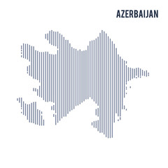 Vector abstract hatched map of Azerbaijan with vertical lines isolated on a white background.