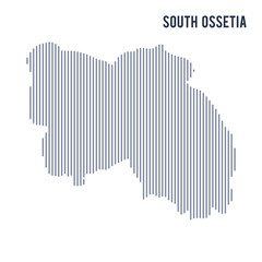 Vector abstract hatched map of South Ossetia with vertical lines isolated on a white background.