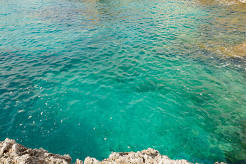 Rocky coast and blue lagoon on the island of Mallorca, Spain