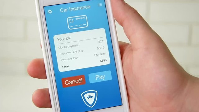 Paying for car insurance bill using smartphone application