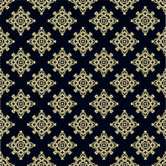 Seamless golden ornamental pattern. Dark and golden textile print. Template for design