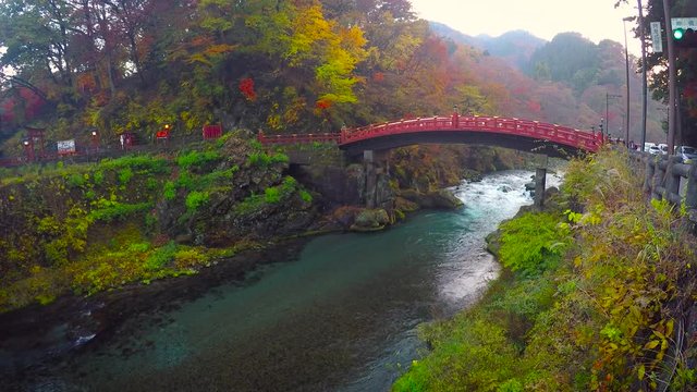 Shinkyo Bridge during autumn in Nikko, Tochigi, Japan