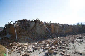 Case distrutte, terremoto; Destroyed houses, earthquakes, Rieti, Italia