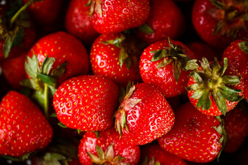 Ripe strawberry in colander