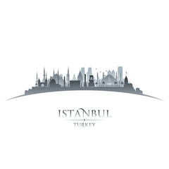 Fototapeta premium Istanbul Turkey city skyline silhouette white background