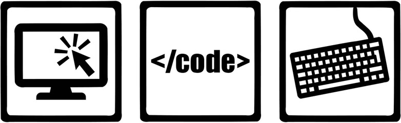 Developer icons - monitor, code, keyboard