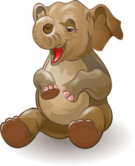 Sitting smiling elephant calf