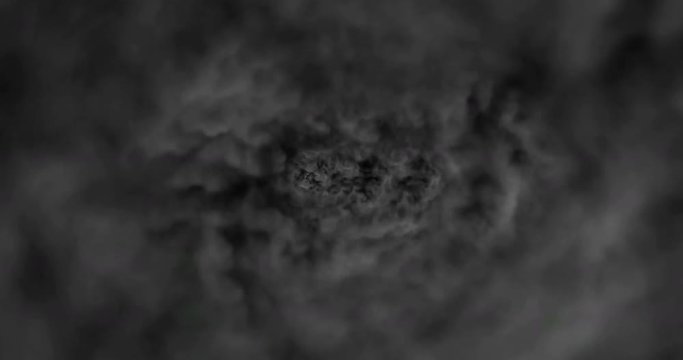Digital Particle Animation of swirling black Smoke