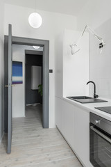 Gray and white kitchen