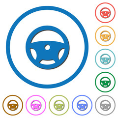 Steering wheel icons with shadows and outlines