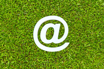 Top view of Email sign on Natural green grass