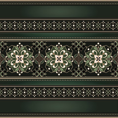Vector line art seamless border for design template.