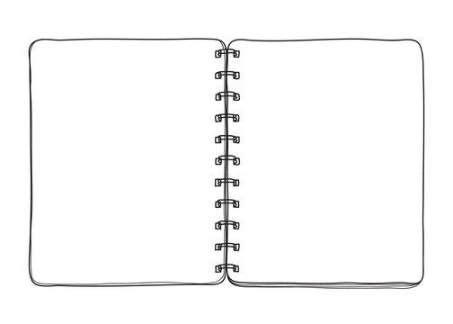 notebook hand drawn on white  background blank paper cover line art vector illustration