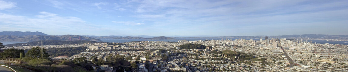 Fototapeta na wymiar San Francisco panorama under blue sky.