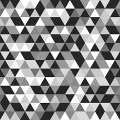 Geometric pattern with black, gray and white triangles. Geometric modern ornament. Seamless abstract background