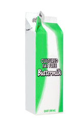 Isolated carton of buttermilk.