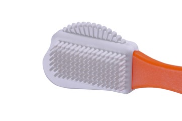 Leather brush cleaner isolated ob white background.