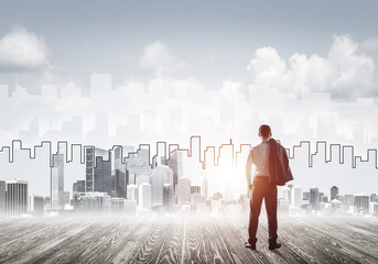 Motivation and inspiration concept with modern cityscape and bus