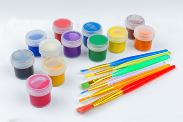 paint and color brushes, artistic materials