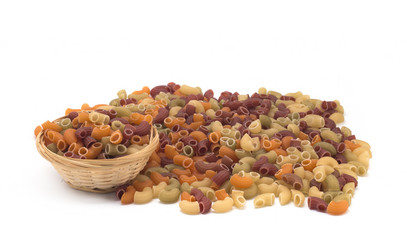 Traditional Italian fusilli tricocolore close up full frame