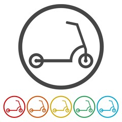 Kick scooter icons set illustration in a flat style - Illustration 